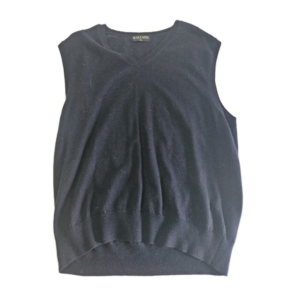 Kallspin Sweater Vest‎ Men's Size XL Blue Casual V-Neck Sleeveless Pull Over